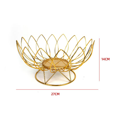 Frutero Flor Metal Dorado 27x27x14cm1