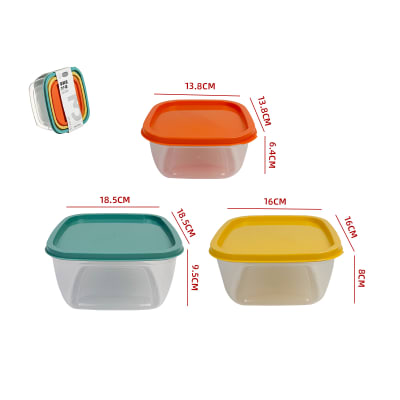 Set 3 Contenedores plásticos tapa hermética |colores surtidos1