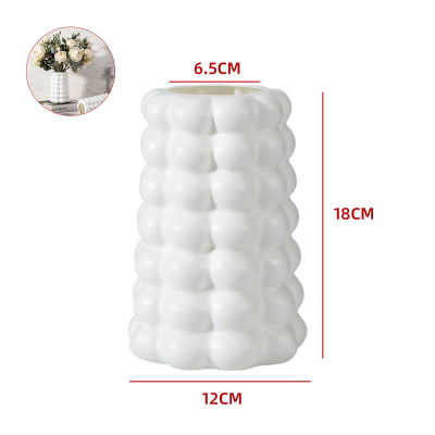 FLORERO PLASTICO PELOTAS BLANCO 6.5X18CM1