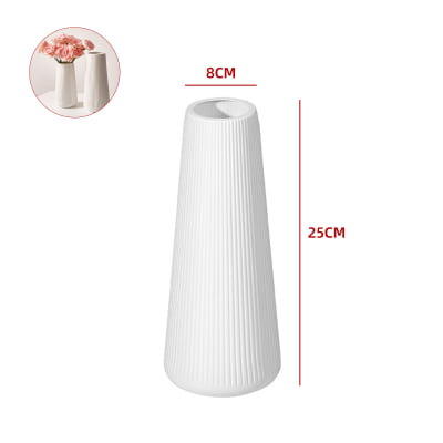 FLORERO PLASTICO CORRUGADO CONICO BLANCO 8X25CM1