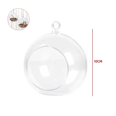 ESFERA PLASTICA COLGANTE TRANSPARENTE CON ABERTURA FRONTAL  10 CM1