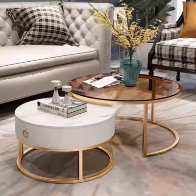 SET DOS MESAS RATONAS CON CAJON CIRCULAR 70X70/50X50CM1