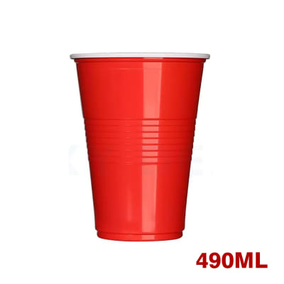 50 VASO DESECHABLE PLASTICO BICOLOR 490 ML ROJO1