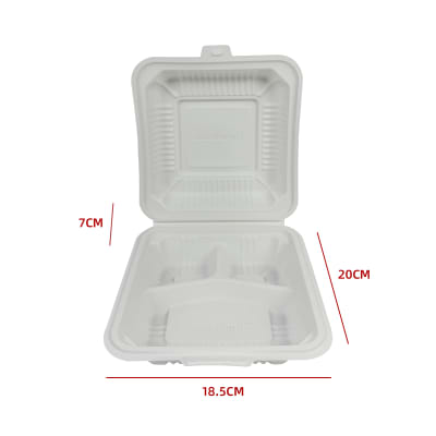 Envase Biodegradable 3 Compartimientos 18.5×20×7 cm1
