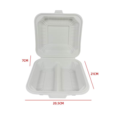 Envase Biodegradable 2 Compartimientos 20.5×21×7 cm1