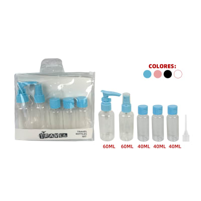 Set 6 Botellas De Viaje Recargables 60 Ml + 40 Ml | Colores Surtidos1
