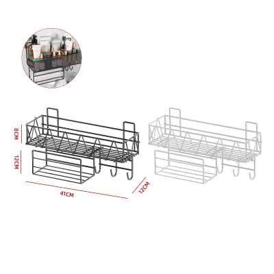 ESTANTE METÁLICO MULTIUSO CON GANCHOS Y ADHESIVOS 41X12X8CM1