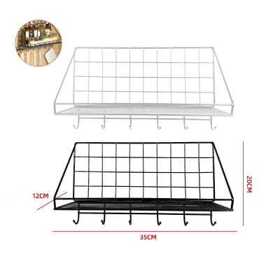 ESTANTE METÁLICO ORGANIZADOR COCINA CON GANCHOS 35X12X20CM1