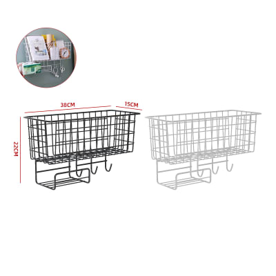 ESTANTE PARED MULTIUSO METÁLICO CON GANCHOS ORGANIZADOR  38X15X22CM1