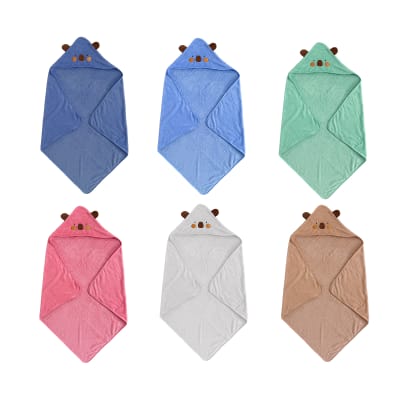 TOALLA INFANTIL  CAPUCHA PELUCHE 80×80 CM | COLORES SURTIDOS1