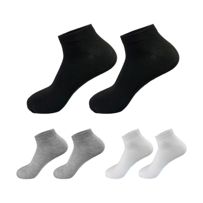 CALCETIN DE HOMBRE CORTE TOBILLO NEGRO/BLANCO/GRIS | 12 UNID1