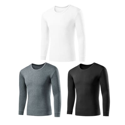 CAMISETA HOMBRE DE ALGODÓN BLANCO ,GRIS Y NEGRO  CUELLO REDONDA1
