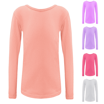 CAMISETA  NIÑA CON POLAR COLOR LISO CUELLO REDONDO | 12 UNID1