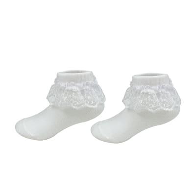 CALCETINES DE BEBE COLOR BLANCO CON VUELO 6-181
