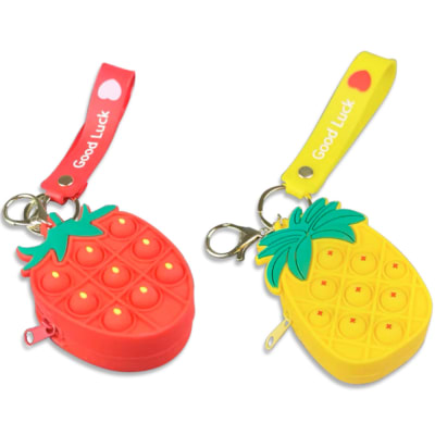 LLAVERO MONEDERO (CHAUCHERA) GOMA DISEÑO FRUTAS 9CM | 12UNID1