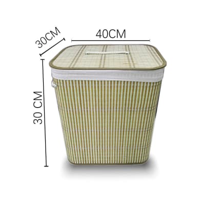CESTO ORGANIZADOR DE BAMBU CON TAPA 30X30X40CM | 12 UNID1