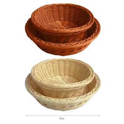 CANASTO ORGANIZADOR PLÁSTICO APARIENCIA MIMBRE 25CM | 12 UNI1