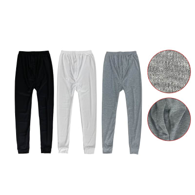 CALZONCILLO LARGO JUVENIL NIÑO DE ALGODÓN BLANCO - GRIS Y NEGRO 13-14/15-16/S-M1