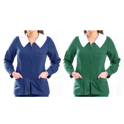 DELANTAL MANGA LARGA LISO AZUL Y VERDE CON CIERRE S-M-L-XL-2XL1