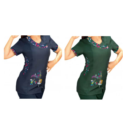 DELANTAL MANGA CORTA DISENO CON  CIERRE AZUL Y VERDE S-M-L-XL-2XL1