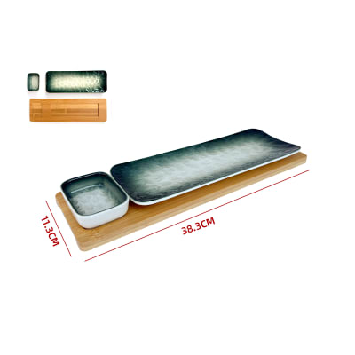 Set premium 2 Pzas cerámica con base de bambú1