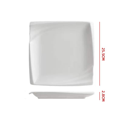 Plato Cuadrado de Cerámica Blanco 25.5 cm | venta mayorista1