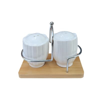 SET SALERO Y PIMENTERO CERAMICA BASE BAMBU
DE MADERA 80 ML1