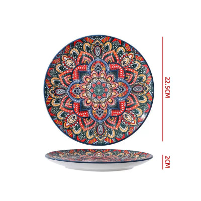 PLATO ENTRADA CERAMICA AZUL MANDALA 20.5X20.5X2CM1