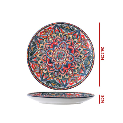 PLATO FONDO CERAMICA AZUL MANDALA 26.2X26.2X3CM1