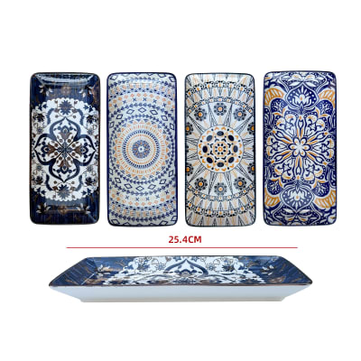 PLATO RECTANGULAR CERÁMICO ESTAMPADO 26 CM | COLORES SURTIDOS1