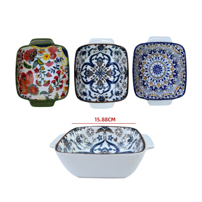FUENTE HORNO CUADRADA CERÁMICA 15.8 CM | COLORES SURTIDOS1