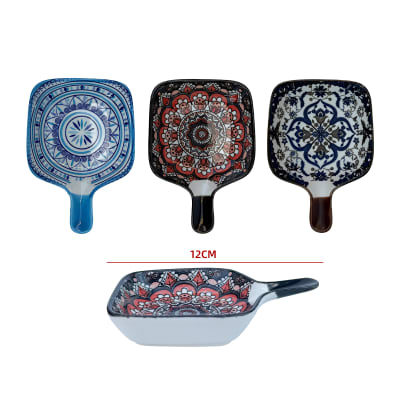 PLATO CUADRADO CERAMICA ESTAMPADOS 12.01X12.01CM | COLORES SURTIDOS1