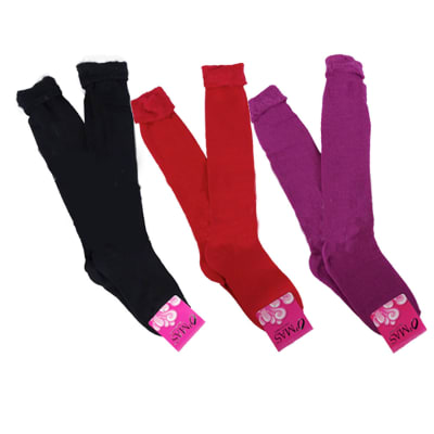 CALCETINES MUJER CON POLAR CORTE LARGO COLOR LISO | 12 UNID1