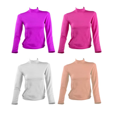 CAMISETA DE NIÑA JUVENIL CON POLAR LISO SURTIDO CUELLO BEATLE  | 12 UNID1