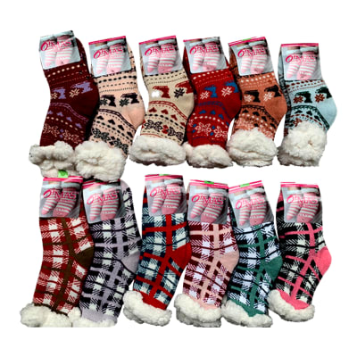 CALCETINES DE NIÑA CORTE MEDIO CON DISEÑOS CUADRILLE TALLA 2, 4, 6 | 12 UNID1