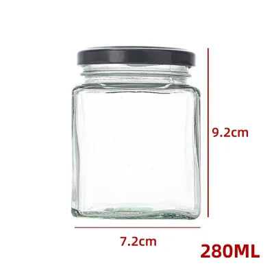 FRASCO DE VIDRIO CUADRADO CON TAPA ALUMINIO NEGRO 280ML | 105 UNID1