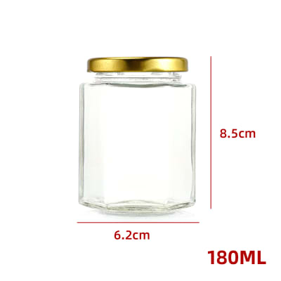 FRASCO DE VIDRIO HEXAGONAL CON TAPA ALUMINIO COLOR NEGRO 180 ML1