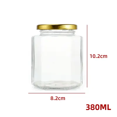 FRASCO DE VIDRIO CON TAPA ALUMINIO HEXAGONAL 380ML | 72 UNID1