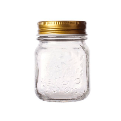FRASCO DE VIDRIO CON TAPA DORADO 8.2x6.4x5.CM 150ML | 15 UNID1