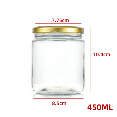 FRASCO DE VIDRIO CON TAPA ALUMINIO  DE COLOR DORADO  CAPACIDAD 450 ML1