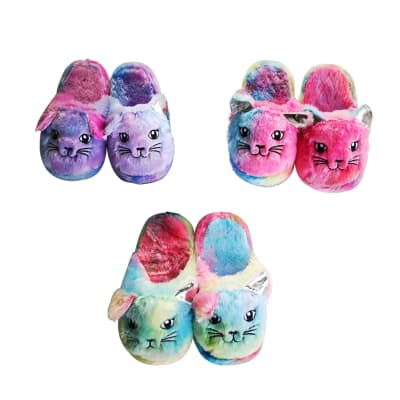 PANTUFLA DE NIÑA GATO COLORIDO TALLA 22 CM Y 24CM | 48 UNID1