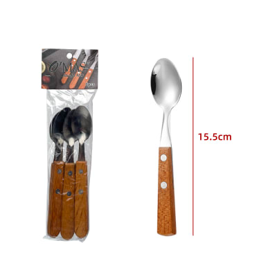 CUCHARAS DE TÉ ACERO INOXIDABLE Y MADERA | 12 UNI1