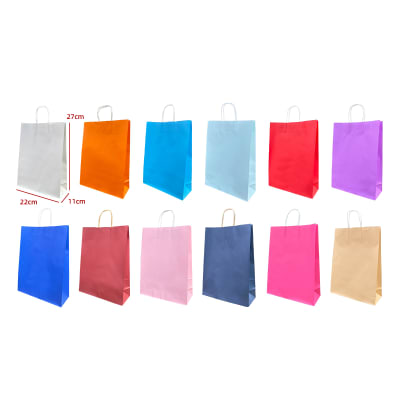 BOLSA DE REGALO COLOR LISO PAPEL 22X27X11CM | 12 UNID1