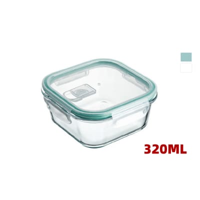 CONTENEDOR HERMETICO DE VIDRIO CON VALVULA PARA MICROONDAS 320ML 11.8*5.5CM2
