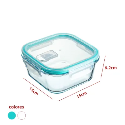 CONTENEDOR HERMETICO DE VIDRIO PARA HORNO MICROONDAS 800ML 15x15x6.2CM1