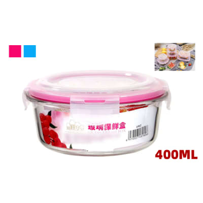 CONTENEDOR HERMETICO DE VIDRIO PARA HORNO MICROONDAS 400ML 13*13*5.25CM2
