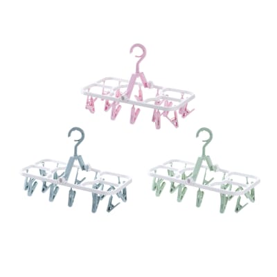 TENDEDERO CON PINZAS PLASTICO 16 CLIPS| 12 UNID1