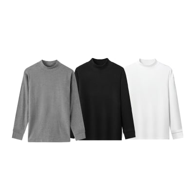 CAMISETA DE HOMBRE CUELLO BEATLE COLOR LISO | 12 UNID1