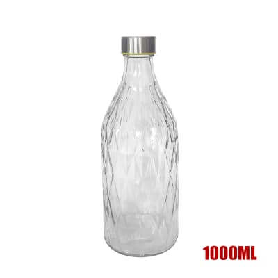BOTELLA VIDRIO CON TEXTURA CON TAPA 1000 ML1