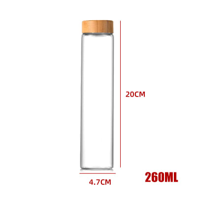 BOTELLA DE VIDRIO CON TAPA DE BAMBÚ 4.7X20CM1